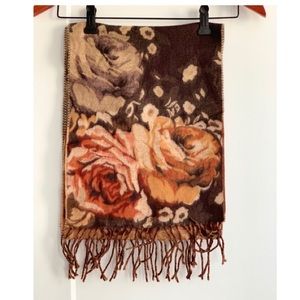 Floral Cashmink scarf, brown. New!
